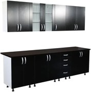 Bucatarie Zebra 260 cm din PAL Negru cu blat termoizolant negru