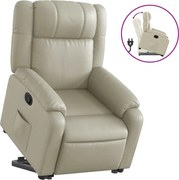 vidaXL Fotoliu rabatabil cu ridicare, crem, piele ecologică