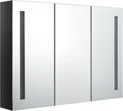 vidaXL Dulap de baie cu oglindă și LED, negru strălucitor, 89x14x62 cm