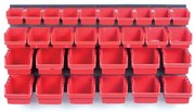Panou suspendat 80 x 16,5 x 40 cm, 30 cutii de scule, negru/rosu