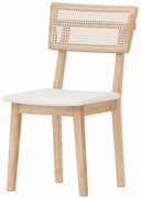 HOMCOM Scaun de Masă, Spătar din Răchită, Șezut din Piele Ecologică, Lemn de Cauțiuc, Lemn Natural | Aosom Romania