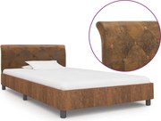 vidaXL Cadru de pat, maro, 100 x 200 cm, piele întoarsă ecologică