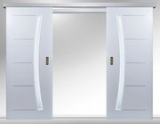 Usa glisanta dubla HDF aplicata pe perete - Colectia PROGRESS 1.1 Nu, Alb, Folie Decor, 1200 - 1400 x 2030 mm, 2* 744 x 2040 mm