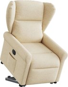 vidaXL Fotoliu electric rabatabil cu ridicare, crem, textil