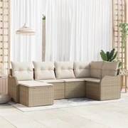 vidaXL Set de canapele pentru grădină cu pernă 6 pcs Bej Rattan poli