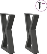 vidaXL Picioare pentru măsuță de cafea, 2 buc., antracit, 28x(42-43,3) cm, oțel