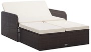 vidaXL Set mobilier de grădină cu perne, 2 piese, maro, poliratan