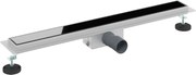 vidaXL Drenaj pentru duș cu capac din sticlă Negru 70 cm