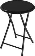 Taburet pliabil pentru living, bucatarie si camping HouseXL™ Black Folding Tobouret, Diametru 30 cm, Design ergonomic, Picioare metalice, Negru