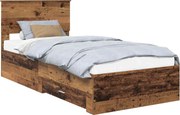 vidaXL Cadru de pat cu headboard Lemn vechi 90 x 190 cm Lemn compozit