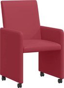 vidaXL Scaune de dining cu roți cu roți 2 pcs bordo 57 x 66 x 94 cm