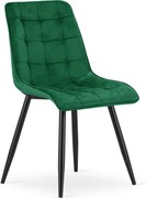 Scaun de masa SPLIT VELVET cu picioare negre, verde