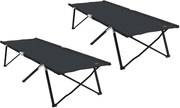 vidaXL Pat pliabil pentru camping Manual 2 pcs Negru 206 x 76 x 74 cm