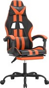 vidaXL Scaun de gaming cu suport picioare, negru/oranj, piele eco