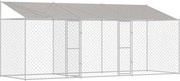 vidaXL Cușcă pentru câini cu acoperiș Argintiu 600 x 200 x 256 cm
