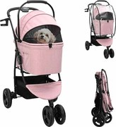 vidaXL Carucior pentru Pisici Pliante Roz 78 x 54 x 101 cm Poliester