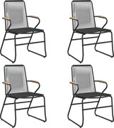 vidaXL Scaune de grădină, 4 buc., negru, 58x59x85,5 cm, ratan PVC