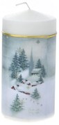 Lumanare decor Snowing 7 x 14 cm