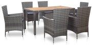 vidaXL Set mobilier de exterior cu perne, 7 piese, gri, poliratan