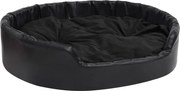 vidaXL Pat pentru câini, negru, 99x89x21 cm, pluș/piele ecologică