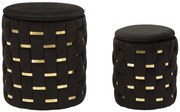 Mauro Ferretti Puf Cu Recipient De Depozitare Shanty Negru Set 2 Bucăți Cm Ø 37X42-28X33 | Aosom Romania