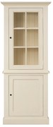 Vitrina de colt, bej, din lemn masiv, aspect rustic, Ficelle
