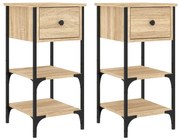 vidaXL Noptiere, 2 buc., stejar sonoma, 34x36x70 cm, lemn compozit