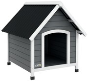 PawHut Căsuță pentru câine de exterior din lemn cu podea detașabilă, adăpost înalt din lemn pentru câini, 75 x 88 x 82 cm, gri | Aosom Romania