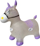 Calut de sarit gonflabil NOVOKIDS™ Jumping Donkey, Cu sunete si lumini, Dimensiuni 55X50X25 cm, Pentru interior si exterior, Max 50 kg, Mov Gri