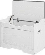 HOMCOM Bancă de Depozitare cu Pernă din Material Textil, Bancă Multifuncțională cu Balama de Siguranță, 75x40x56 cm, Alb | Aosom Romania