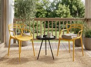 Set de gradina KATO SIRVON - 2 scaune si masa rotunda, negru/mustar
