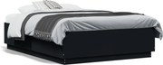 vidaXL Cadru de pat, negru ,135x190 cm, lemn prelucrat