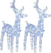 vidaXL Reni de Crăciun, 2 buc., alb rece, 80 LED-uri, acril