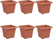vidaXL Vază pătrată pentru flori 6 pcs Roșu cărămidă 16 x 16 x 14 cm