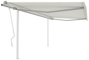vidaXL Copertină retractabilă manual, cu stâlpi, crem, 4x3 m