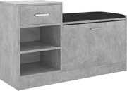 vidaXL Banchetă pantofar, gri beton, 94,5x31x57 cm, lemn prelucrat