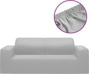 vidaXL Husă elastică pentru canapea cu 2 locuri poliester jerseu, gri