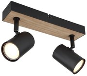 Aplica de perete / tavan 2L design industrial Robby negru, maro