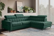 Colțar extensibil Nardo L dreapta - verde catifea Bluvel 78