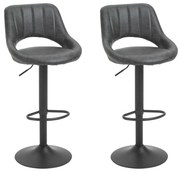 Set 2 Scaune de bar HOMCOM, Inaltime reglabila, Piele sintetica, Metal, 44x49x90-110cm Negru | Aosom RO