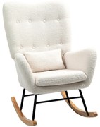 HOMCOM Fotoliu de Leagăn, Material de pluș confortabil, căptușeală groasă, pernă lombară, anti-alunecare, Crem | Aosom Romania