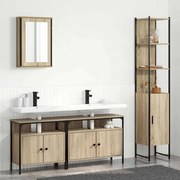 vidaXL Set de mobilier pentru baie cu raft cu ușă 4 pcs Stejar sonoma