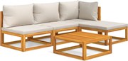 vidaXL Set mobilier grădină, perne gri deschis, 5 piese, lemn masiv