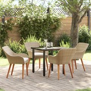 vidaXL Set de dining pentru grădină cu 5 piese Bej din Ratan Poliester