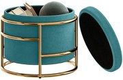 HOMCOM Pouf cu Spațiu de Depozitare în Catifea, 24L, Capac Detasabil, Ø42x39cm, Verde | Aosom Romania