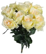 Buchet de trandafiri crem cu verde. 12 buc , h. 65 cm