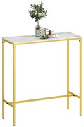 HOMCOM Masă de bar rectangulară cu blat cu aspect de marmură și cadru din oțel, 100 x 40 x 107 cm, aurie | Aosom Romania