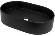 Lavoar pe blat compozit negru Deante Silia, oval, 55 cm Negru mat