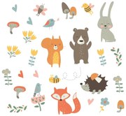 Set autocolante pentru perete Ambiance Funny Scandinavian Animals