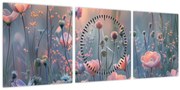 Tablou - Flori în culori pastelate (cu ceas) (90x30 cm)
